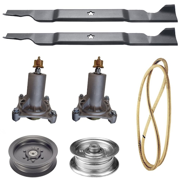 Aic Replacement Parts Fits Husqvarna YTH20K 46 Mower Deck Rebuild Kit Spindles Blades Bolts Pulleys & AY-LAO78-0005 - main